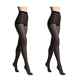 Conte elegant 2er-Pack langlebige Damenstrumpfhose Halbmatt - SOLO 40 DEN - Damen Feinstrumpfhose Strumpfhose mit markiertem Höschenteil - Einfarbig Farbe Schwarz Größe 3