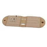KIMISS Cribbage-Brettspielset aus Leder mit Leichter Brauner Reisetasche, 2-Spur-Anzeigetafel für Unterhaltsame Reisen und Familienspielabende, Ideal für ab 8 Jahren