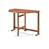 KHG Gartentisch Akazie-Echtholz Balkontisch platzsparend klappbar, wetterfest für 2 Personen Halb-Rund Outdoor