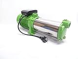 CHM GmbH® Kreiselpumpe 1,5 KW 8400 L/h 8,5 Bar Gartenpumpe Edelstahl Wasserpumpe Pumpe mit Edelstahl Schaufelräder