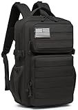 Wotony Militärischer taktischer Rucksack für Herren, wasserdichter Tagesrucksack, 3-Tage-Assault Pack, Molle-Tasche mit Wasserflaschenhalter (Schwarz, 25L)