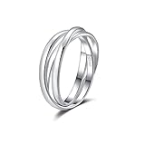 SILBERTALE 3er Ringe Wickelring Silber 925 Damenring 3 In 1 Anxiety Relief Fidget Drehbarer Ring Dreiteilige Ineinander Verwoben Ringe In Einem Daumenring Zappelringe für Männer und Frauen Size 52