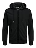 JACK & JONES Herren Basic Reißverschluss Baumwoll Hoodie - Schwarz - M