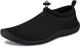 WHITIN Damen Herren Wasserschuhe für Erwachsene Aquaschuhe Mann Badeschuhe Sommer Schwimmschuhe Surfschuhe Strandschuhe Ganz Schwarz Größe 43