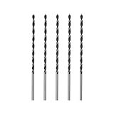 HARFINGTON Brad Point Drill Bits 6 mm Durchmesser, gerader Rundschaftbohrer, metrische Zopfspitze, 13 cm Bohrtiefe, Spiralbohrer für Tischler, Holzbearbeitung, Kunststoff, Gummi, Schwarz, 5 Stück