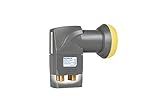 HUMAX Digital Quad-LNB 143s Gold, Satelliten universal LNB, LTE-Filter, 4 Teilnehmer inkl. Wetterschutzhülle und vergoldete F-Buchsen, für digitales Fernsehen in HD, Full HD und 4K UHD, schwarz/gelb