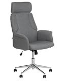 LOKLNEYK Bürostuhl Ergonomisch mit Kopfstütze Höhenverstellbarer Drehstuhl mit Wippfunktion 360° Drehbar PC Stuhl, Bequemer Schreibtischstuhl Grau für Homeoffice & Gaming