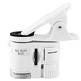 Handy Mikroskop, Microscens Phone, Mini-Taschenlupe 9595W 60-Fache Lupe LED UV Licht Mini Handy Clip Mikroskop Tragbare Mikroskoplupe Mit Led UV Leuchten
