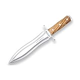 Joker Jagdmesser Jabali CO110, Griff aus Olivenholznholz, Gürtelmesser mit 25 cm Klinge MOVA Stahl, inkl. Lederscheide, Werkzeug zum Angeln, Jagen, Camping und Wandern