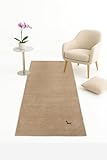 Gabbeh Teppich Läufer 80x300 cm – Handgewebt aus 100% Schurwolle – Orientteppich beige – Moderner Wollteppich für Wohnzimmer, Schlafzimmer & Flur, fußbodenheizung geeignet
