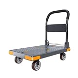 WQQYU6HKF Push Cart Dolly Mehrzweck-Flachbett-Trolley mit 12,7 cm leisen Rädern, faltbar, Transportplattform, LKW (Grau)