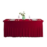 Rechteckige Stretch-Tischdecke, lange Tische, waschbar, knitterfrei, 122 x 60 x 76 cm, Burgunderrot