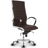 VERSEE Design Bürostuhl Chefsessel Montreal - Echt-Leder - braun - Drehstuhl, Bürodrehstuhl, Schreibtischstuhl, Chefstuhl, Designklassiker, hochwertige Verarbeitung, Stuhl, 150 kg Belastbarkeit