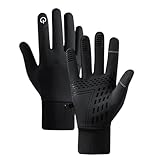 Yuqilin Fahrradhandschuhe Winter, Thermo Handschuhe Herren, Handschuhe mit Touchfunktion, wasserdichte Handschuhe, Anti-Rutsch Winterhandschuhe, zum Wandern Klettern Reiten (Schwarz/XL)