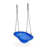 Relaxdays Unisex Jugend Nestschaukel Outdoor, für Kinder & Erwachsene, verstellbar, bis 100 kg, Garten Hängesessel 100 x 60 cm, blau, 1 Stück