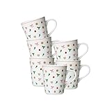 Ritzenhoff & Breker Lebkuchen Kaffeebecher 6er Set | 300 ml | Henkelbecher mit weihnachtlichen Motiven | Porzellan, Spülmaschinen- & Mikrowellengeeignet | Bunt