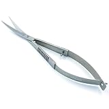 LINLAN Aquarienpflanzenschere mit Feder für präzises Trimmen, Edelstahl mit erstklassigem Rückstellgefühl, ideal für Aquatische Farne und Microsorum Pteropus in bepflanzten Aquarien (Gebogen, Silber)