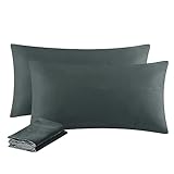 Aisbo Kissenbezug 40 x 80 2er Set - Kopfkissenbezug 40x80 Anthrazit mit Reißverschluss aus Mikrofaser Weich, 40x80cm Pillow Cover
