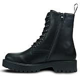 Cultz Essential 8 Eyelet Stiefeletten mit Reißverschluss Combat Boots Damen Stiefel Schwarz 38