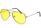 RESVIS Nachtsichtbrille, blendfrei, polarisiert, UV400, Pilotenbrille, Nachtfahrbrille für Herren, regnerische Sicherheit, Nachtbrille, silber, Large