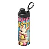 Trinkflaschen mit Osterhase und Eiern für Damen und Herren, Sport-Isolierte Edelstahl-Thermo-Wasserflasche für Fitnessstudio, Outdoor-Arbeit