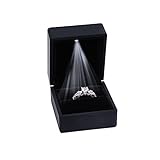 ZADAWERK® Ringbox - mit LED - Schwarz - Schmucketui - beleuchtet - für besondere Momente - Schmuck, Heiratsantrag, Verlobung, Hochzeit - Ehering