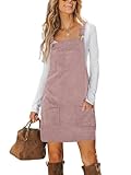 CUPSHE Damen Latzrock Quadratischer Ausschnitt Taschen Cord Latzkleid Overallkleid Freizeitkleider Corduroy Mini Overall Dress Helles Violett M