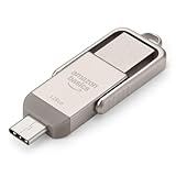 Amazon Basics USB-Speicherstick, USB-Stick mit zwei Anschlüssen (USB-C und USB-A), 128GB, Champagner-Silber