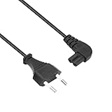 ACT C7 Kabel 3m, Euro Netzkabel Stromkabel Type C Eurostecker Gewinkelt auf Buchse, Kleingerätekabel PS4/PS5, TV, Drucker– AK5421, 3 m