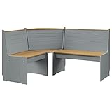 LIGTEX Möbelsets,Werkzeuge,Eckbank 151 cm Massivholz Kiefer Honig Braun und Grau