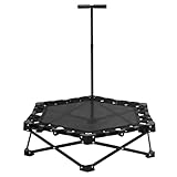 ieLsngai Faltbares Mini-Trampolin mit Haltestange höhenverstellbar 103-123cm, Fitness Trampolin Indoor für Zuhause, Tragfähigkeit 150 kg