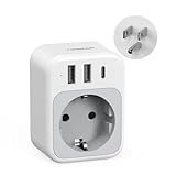 TESSAN USA Adapter Steckdose, 4 in 1 Reiseadapter USA mit 1 USB C und 2 USB A, Adapter USA Deutschland Stecker 1875W, EU to US Adapter, Steckdosenadapter USA für Thailand Kanada, Reisestecker Typ B