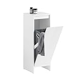 SoBuy Wäscheschrank mit ausklappbarem Wäschesack Wäschesammler Wäschekorb Wäschetruhe Badezimmerschrank Badschrank Weiß BHT ca. 30x87x30cm BZR154-W