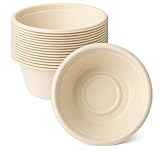 ONISM Suppenschale | Suppenschüssel | Suppenteller | Salatschale | Holzfaser | Einweg | Tief | 500ml | 50 Stück | BIO | Kompostierbar | Recyclebar | Umweltfreundlich | Fettdicht (500, 50, stück)