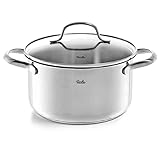 Fissler San Francisco/Edelstahl-Topf (3,3 L - Ø 20 cm) Kochtopf mit Glas-Deckel, Schüttrand, Mess-Skala - Induktion