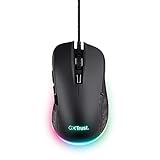 Trust Gaming GXT 922 Ybar Gaming Maus, 68% Recycelten Materialien, RGB LED-Beleuchtung, 6 Programmierbare Tasten, 200-7200 DPI, USB Kabel 2,1 m, PC Maus mit Software für Computer/Laptop - Schwarz