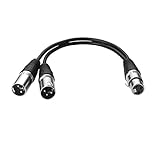 S SIENOC 30cm Mikrofon Stecker Kabel 3pin XLR Female to Dual 2 XLR Male Stecker Y Splitter Kabel Adapter (XLR(F) - (M) x 2, Silber)