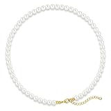 1 Stück Damen Perlenkette kurz rund Imitationsperle Braut Hochzeit Perle weiß