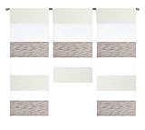 Decocompany Home Design Mini Flächenvorhang Set beige weiß 2280-13 | 3 Teile | Scheibengardine Gesamtbreite 90cm (3x30cm) Höhe 80/60/80cm