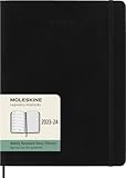 Moleskine Wochenplaner 2023-2024,18-Monate-Kalender, Akademischer Terminkalender, Softcover-Wochenplaner, XL-Format 19 x 25 cm, Farbe: Schwarz