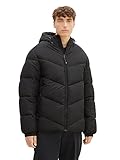 TOM TAILOR Denim Herren 1037386 Puffer-Jacke mit Kapuze, 29999-Black, XXL