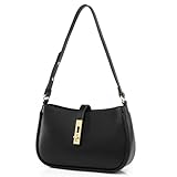 Travistar Handtasche Damen Klein Elegant Schultertasche Damen PU Leder Y2k Tasche Satteltasche Aesthetic Abendtasche Clutch mit Reißverschluss Hobo Bag Schwarz Umhängetasche für Teenager Mädchen
