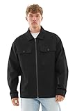 Johnny Urban Overshirt Herren Schwarz - Cameron - Oversize Jacke für Frühling & Sommer - Hemdjacke mit Reißverschluss - Freizeithemd - 100% Baumwolle