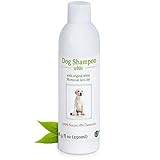 Hundeshampoo WHITE | Bio | sanfte Pflege für weißes Fell ohne Chemie & Seife | gegen Juckreiz | hypoallergen | mit original weißer Lavaerde | 250 ml