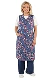 Schuerzenfabrik Damenkittel Baumwolle Hauskleid ohne Arm Kittel Schürze bunt, Größe:52, Dessin:Dunkelblau
