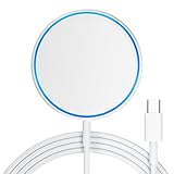 bakibo Wireless Charger Magnetische Mag-Safe, 15W Kabelloses Ladegerät Induktive Ladestation Pad Ladepad mit LED 1.2M Kabel Kompatibel mit iPhone 16/15/14/13/12 Series, Air-Pods 3/Pro/Pro 2, Weiß