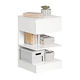 SoBuy FBT49-W Beistelltisch Nachttisch Nachtschrank Kommode mit 1 Schublade und 3 Ablagen weiß BHT ca: 39x65x39cm