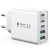 USB C Ladegerät, 50W Multi USB C Ladestation 3 USB C+2 QC, PD20W Schnellladegerät, USB C Wandladegerät Type C Ladestecke, kompatibel mit iPhone 12/13/14/15/Samsung S23/S22/S21/Xiaomi/Huawei/Oppo.