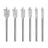 Gunpla 6tlg. Professional Flachfräsbohrer Set 10-25mm, 1/4' Sechskantschaft, Holzbohrer Flachsenker für Weich- und Hartholz, in Rolltasche