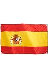 Runesol Spanien-Flagge, 3 x 5, 91x152 cm, Español Banner, 4 Ösen, Messingöse in Jeder Ecke, Euro Feiern, Fußball Weltmeisterschaft, Innen, Außen, Lebendige Farben